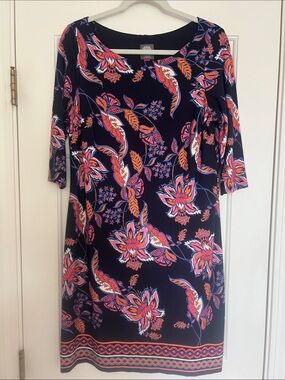 Navy Floral Shift Dress